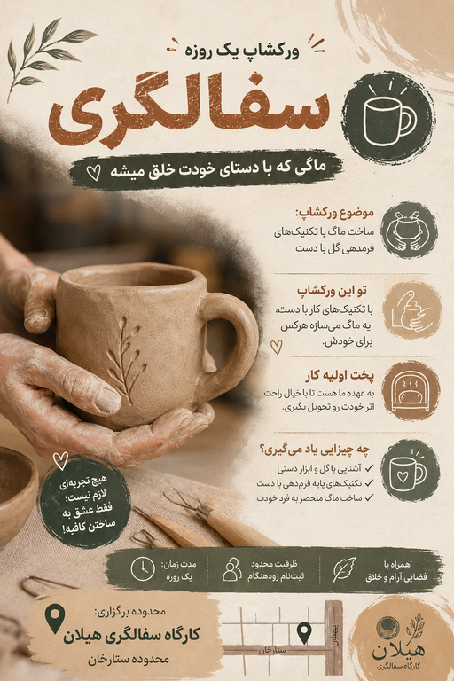 ورکشاپ سفالگری ساخت ماگ