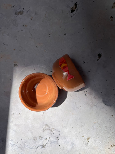 پیاله حنایی با طرح ماهی گلی